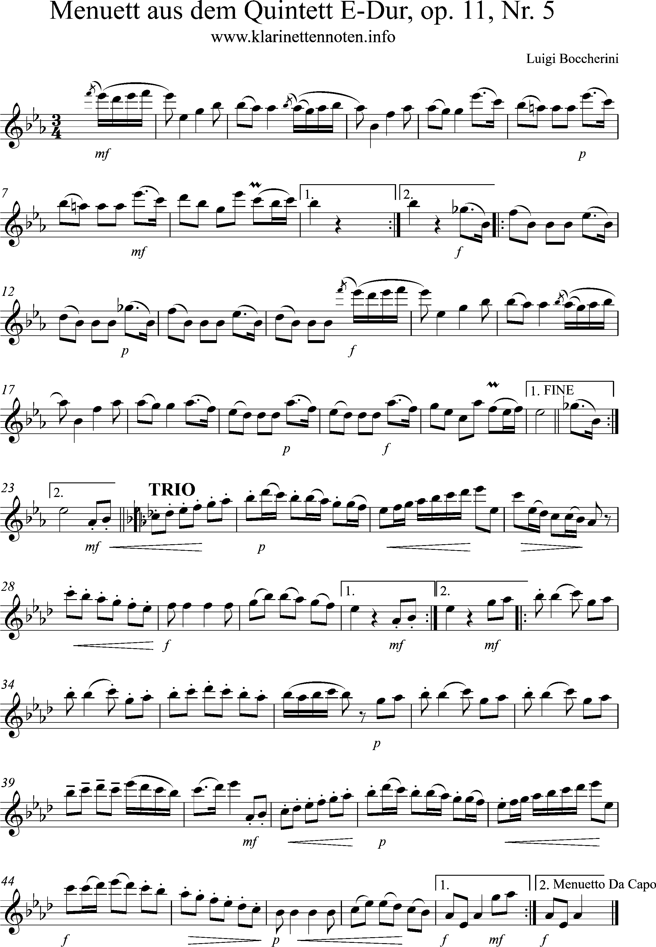 Solopart- Boccherini, Menuet, Eb-Major